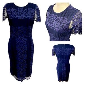 Cremieux Intricate Lace Overlay Mid Length Dress Size XS